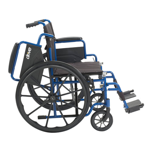 Drive Medical BLS18FBD-SF Blue Streak Wheelchair with Flip Back Desk Arms, Swing Away Footrests, 18" Seat